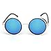 Lnabni Vintage Hippie Cyber Steampunk Round Circle Retro Metal Sunglasses with Sunglasses Case (blue)