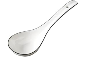 Mobestech Ceramic Spoon Soup Spoon White Porridge Household Tableware for Serving Utensils in Home Restaurant