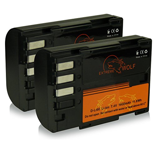 Bundle - 2x Battery D-Li90 DLi90 with Infochip · 100% compatible with Pentax 645D | K-01 | K-5 | K-5 II | K-5 Iis | K-7... [ Li-ion; 1600mAh; 7.4V ]