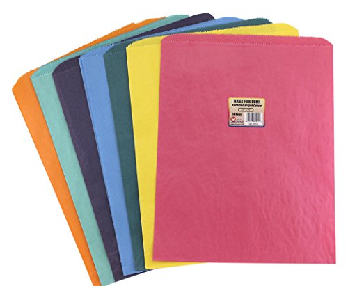 Hygloss 51014 Colored Paper Bags, 14 Bags, Pinch-Bottom,  Assorted Colors, 12 x 15-Inch
