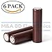 LG INR18650 HG2 High Drain Li-ion 3.7V 20A 3000mAh Rechargeable Flat Top Battery, (6 Pcs)
