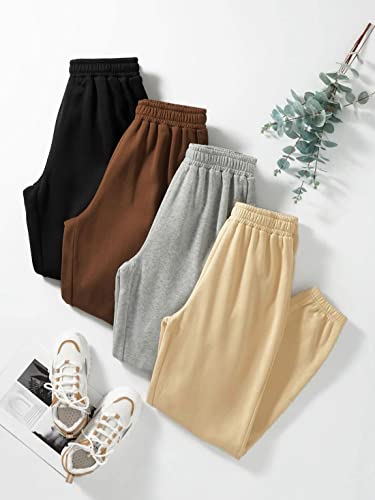 AROGONE Womens Summer Casual Cotton High Waisted Sweatpants Loose Athletic Jogger Pants with Pockets Brown Small