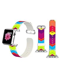 Apple Watch Leather correa 38 mm iWatch Correa correa de Muñeca para iWatch 38 mm   Colorful rayas horizontales