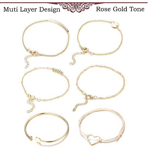 Thunaraz Multilayer Layered Bracelet Set Stackable Wrap Bangle Boho Bracelet Adjustable