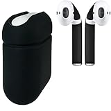 AirPod Skins & Charging Case Cover - Protective Silicone Cover and Stylish Wraps Bundle (Black Case & Matte Black Skin)