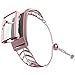 UMTELE Band Compatible with Fitbit Charge 3 Leaf Shape Stainless Steel Bracelet Women Replacement Band with Full Cover Screen Protector Case for Fitbit Charge 3 & Charge 3 SE (Pinkgold)