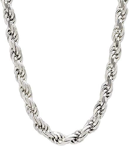 Savlano 925 Sterling Silver 4mm Solid Italian Rope Diamond Cut