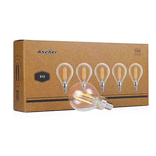 Ascher E12 Candelabra LED Light Bulbs 60 Watt Equivalent, 550 Lumens