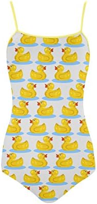 Women's Kawaii Cute Rubber Ducky Nylon & Spandex Slip One Piece Swimsuit