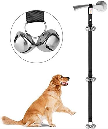 Dog Door Bells - Clevero Nylon Doggie Doorbells Length Adjustable with 6 Large Bells for Potty Training and Housebreaking Puppies Suitable for Small Medium Large Size Dogs (Black)