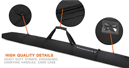 TurnWay Ski/Snowboard Bag | Store & Transport Skis Up to 215 cm, Poles & Extras | Waterproof - for Men, Women and Youth (Black)