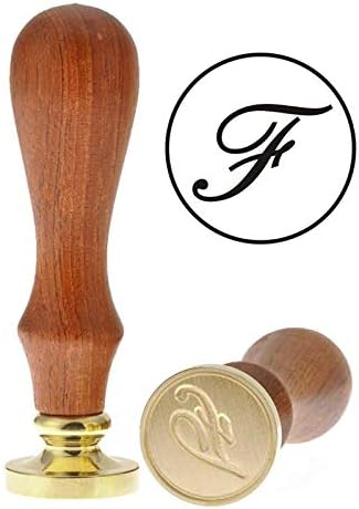 SELLBINDING Wax Seal Stamp,Retro Copper Head Wooden Handle Letter Wax Seal Sealing Card Decors F