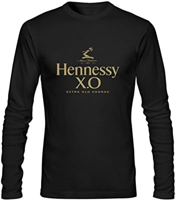 Anydover Hennessy XO Mens 100% Cotton Crew Neck Long Sleeve T-Shirt