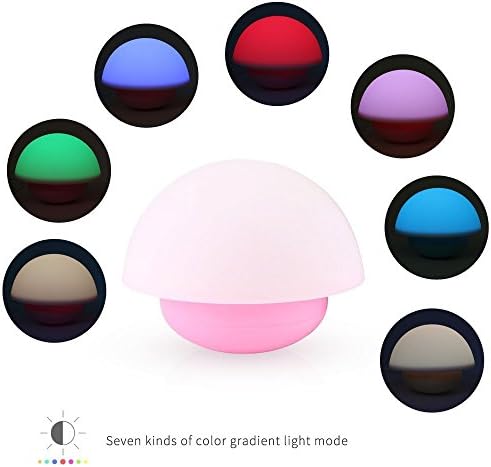 UnionLED 7 Color Changing Tumbler Mushroom Portable LED Night Light Touch Sensor Dimmable, Best Gift for Nursery Baby Kids Room Indoor and Outdoor (Pink)