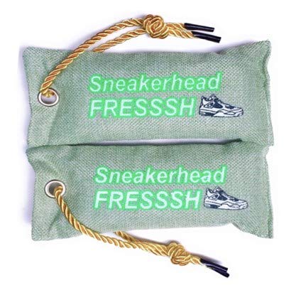 Sneakerhead Fresssh Bamboo Charcoal (2 x 75 Gram) Shoe Deodorizer Bag – Natural Odor Eliminator, Last 720 Days, No Chemicals, Designed for Athletic Shoes, Cleats and Hockey Skates[1 Pair], Green