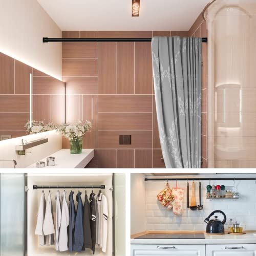 Aiitomg 1 x Shower Rod, Mounting without Drilling, Telescopic Rod for Cabinets, Bathroom, Wardrobe, 135 – 200 cm, Pack of 1, Black, Diameter 25 mm