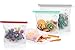 Reusable Silicone Food Storage Bags - Stand Up Ziploc Bag for Lunch, Liquid, Fruit, Sous Vide - Microwave, Freezer, Dishwasher Safe - Set of 4 + Produce Mesh Bags