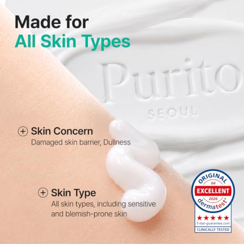 PURITO Panthenol 10% Barrier Cream | Face Moisturizer for Skin Barrier Repair | All skin types, sensitive and blemish-prone skin | Non-Comedogenic, Vegan | Korean Skincare, 100mL, 3.38 fl.oz