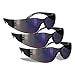 RUGGED BLUE Diablo Blue Mirror Safety Glasses for Men/Women | ANSI Certified Eye Protection Glasses and Protective Eyewear | Anti-Scratch Coating and Wrap Around One-Piece Design Work Glasses - 3 Pack