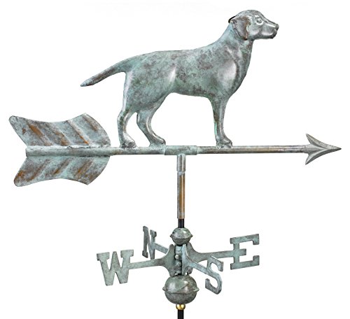 Good Directions Labrador Retriever / Dog Cottage Weathervane, Includes Roof Mount, Blue Verde Copper, Patina