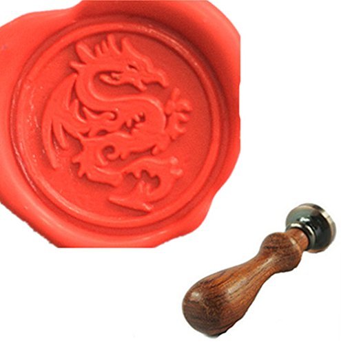 MDLG Custom Vintage Dragon Personalized Picture Letter Logo Wedding Invitation Wax Seal Stamp Rosewood Handle Set
