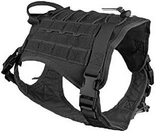 AegisTac Tactical Military Service Adjustable Harness Dog Vest Training Molle Nylon Outdoor Adventure Hiking Hunting Pet Vest Packs Coat with Handle (L, Black)