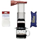 AeroPress Coffee and Espresso Maker with zippered nylon tote bag with bonus 350 Micro Filters