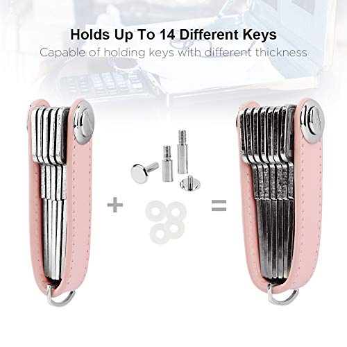 Bosiwee Smart Key Organizer, Compact Key Holder Leather Keychain, Folding Pocket Key Holder Chain (up to 16 Keys) - Thumbnail 3