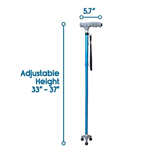KingGear Travel Adjustable Folding Canes and Walking Sticks for Men and Women - Led Light and Easy Grip Handle for Arthritis Seniors Disabled and Elderly - Best Mobility Aids Cane (Blue)