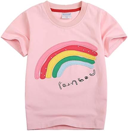 Sooxiwood Girls T-Shirt Short Sleeve Rainbow