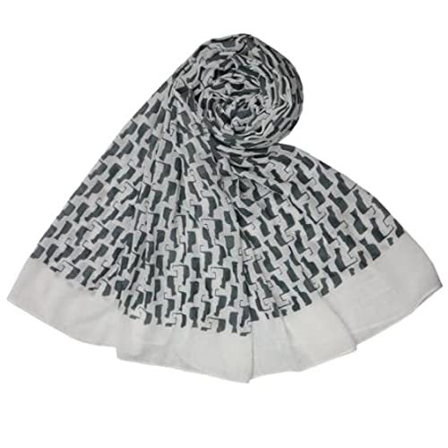 Purple Possum® Cat Scarf Ladies Cats Print Wrap Woens Lightweight Kitty Shawl White (Grey)