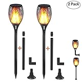 Solar Torch Lights Upgraded 42.4 Inch Flickering Flames Solar Lights Outdoor Landscape Decoration Lighting Dusk to Dawn Waterproof IP65 Security Garden Lights for Patio Pathway Driveway(2) (Yellow)