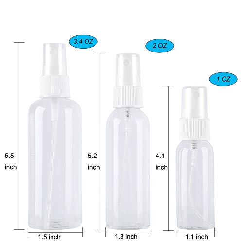 20 Pack Clear Spray Bottle Portable Plastic Refillable Container - for Liquid Alcohol Holding, Hairstyling, Cleaning, Plants, Misting & Skin Care - Plastic Small Spray Bottle Water Mister (20-4)