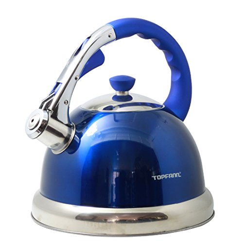 Riwendell 3.2 Quart Whistling Tea Kettle Stainless Steel Bell Shape StoveTop Teapot (GS-04555HY-3L, Blue) - Thumbnail 2