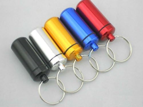 Pill Holder Keyring Keychain -- Airtight & Waterproof -- Store Pills, Money, Stash -- Red
