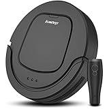 Robotic Vacuum Cleaner, High Suction, Self-Charging Floor Cleaning Robot for Pet Fur and Allergies, with Dry Mop, Drop-Sensing, Water Tank, Design for Hard Floor and Thin Carpet , Black