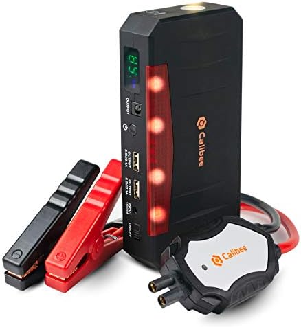 Calibee 1000A Peak 15000mAh Portable Car Jump Starter (Up to 8.0L Gas, 6.0L Diesel Engine), 12V Battery Booster Pack and Power Bank with Smart Cables, Emergency LED Flashlight and USB Phone Charger