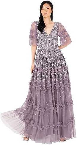 Wedding Dress Maya V Neck Sequin Fishtail Maxi Dress Maya