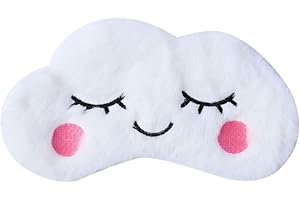 Royal Hong Beauty Cute Plush Sleep Mask Kids, Girls Sleep Mask, Kids Sleep Mask in Travel & Nap, Sleep Mask for Kids & for Women, Sleep Mask Kid, Kids Eye Mask, Pressure Relief Night Mask-White Cloud