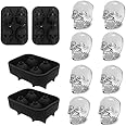 Ice Cube Tray 3D Skull Ice Mold-2Pack Easy Release Silicone mold 8 Cute and Funny Ice Skull for Whiskey Cocktails and Juice B