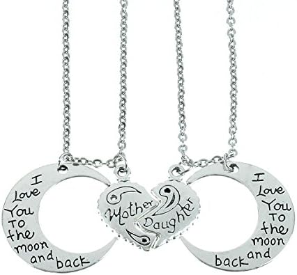I Love You To The Moon And Back Necklaces Set heart , mother daughter necklace set for 2 Half Broken Heart Necklace ,Two Piece Double Necklace Set (Cloud)