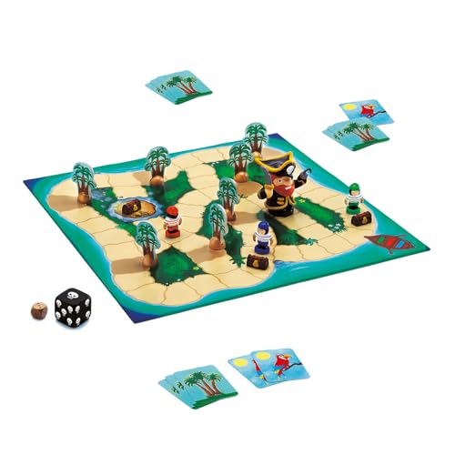DJECO Big Pirate Board Game - Semi-Cooperative Family Game with Easy-to-Handle Figurines - Fun Educational Family & Children Bonding Activity - Toys for Boys & Girls, 5-9 Years