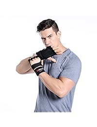 Guantes de levantamiento de pesas DIBEAR con protección de palma completa, guantes de entrenamiento profesionales para dominadas, entrenamiento cruzado, fitness y levantamiento de pesas, guantes antideslizantes transpirables para mujeres y hombres (negro)