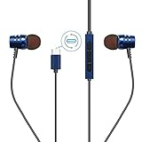 Type C headphone Hi-Fi Digital 3D Audio Without Mic for Moto Z,HTC U11, Samsung Galaxy Note 8,S8,S8 Plus, LG G6 G5 V30 V20, Google Pixel, Nexus, Compatible all USB Type C Smartphone and Devices - Blue