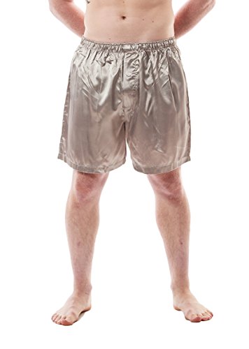 Up2date Fashion Men's Satin Short/Boxer (2X, Silver)