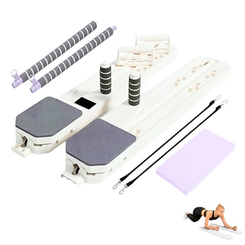 Multifunctional Pilates Reformer with Resistance Ropes, Chin-Up Board and Ski-Type Abs, Timer and Fitness Mat for Home Training