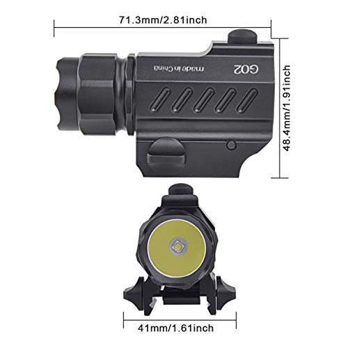 Garberiel LED Handgun Flashlight 210 Lumens 2 Modes Waterproof LED Tactical Gun Flashlight Torch Light