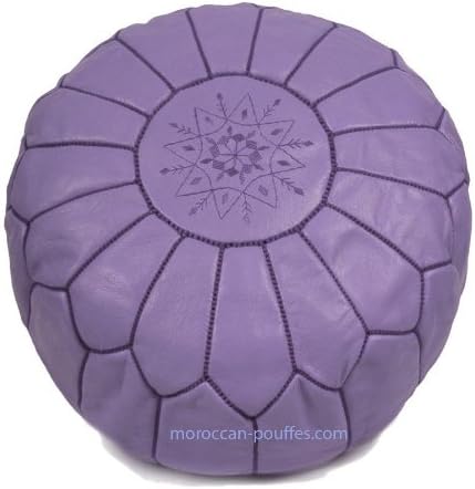 3 moroccan poufs leather luxury ottomans footstools cover purple