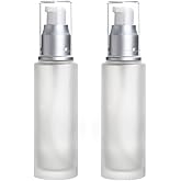 2 Pcs 100ML 3.5OZ Travel Glass Pump Bottles Cream Pump Bottles Travel Size Toiletries Bottles Glass Soap Dispenser Lotion Dispenser Leak Proof Cosmetic Bottles Containers Jar(Translucent Frosted)