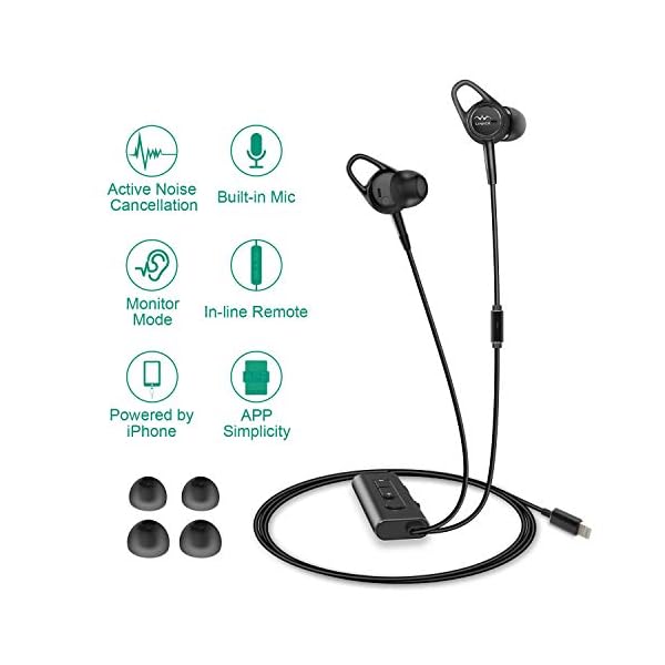 Linner-Active-Noise-Cancelling-Headphones-Lightning-in-Ear-Wired-Earphone-wBuilt-in-Mic-and-Remote-Comfortable-and-Secure-Fit-MFi-Certified-for-iPhone-X-8-7-iPad-iPod-Rose-Gold Linner Active Noise Cancelling Headphones Lightning in-Ear Wired Earphone w/Built-in Mic and Remote (Comfortable and…